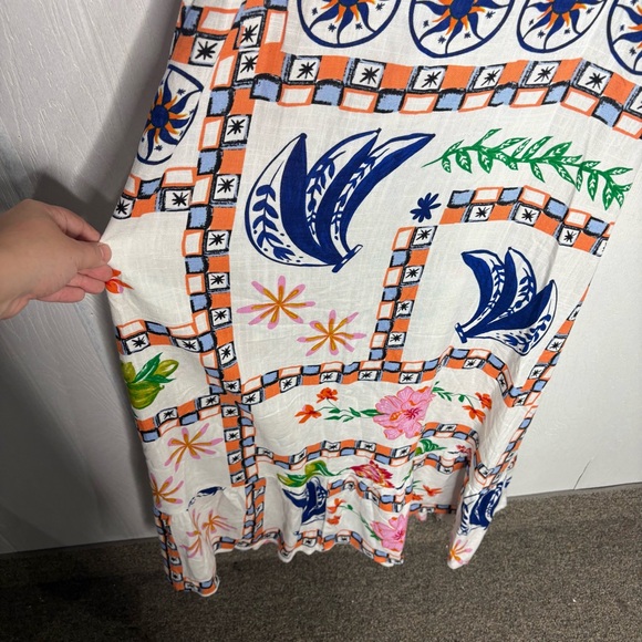 Anthropologie Label of Love White Midi Dress size medium linen blend - Picture 3 of 13